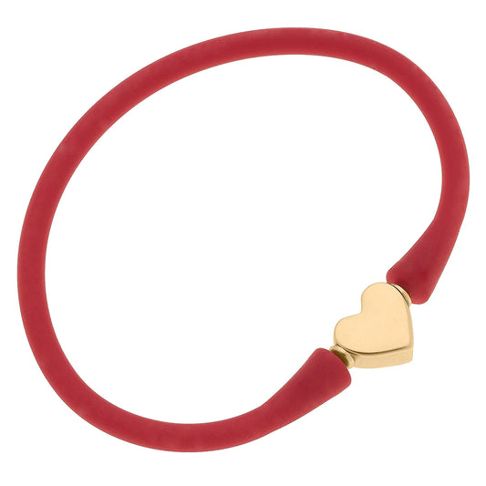 Bali Heart Bead Silicone Bracelet in Red