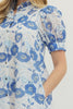 Entro - Dress - Midi Puff Sleeve - Blue White - Findlay Rowe Designs