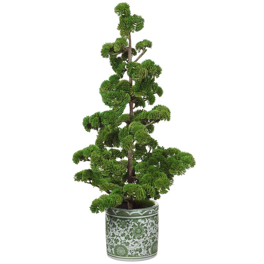 Sedum Pine Tree - Green Ceramic Vase - 15in