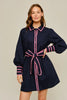 Jodifil - Dress - Mini Bishop Sleeve - Pink Contrast - Navy - Findlay Rowe Designs