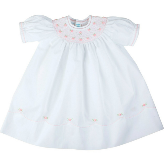 Feltman Brothers - Girls - Dress Pearl Flower Bishop White Pink - 3mo - Findlay Rowe Designs