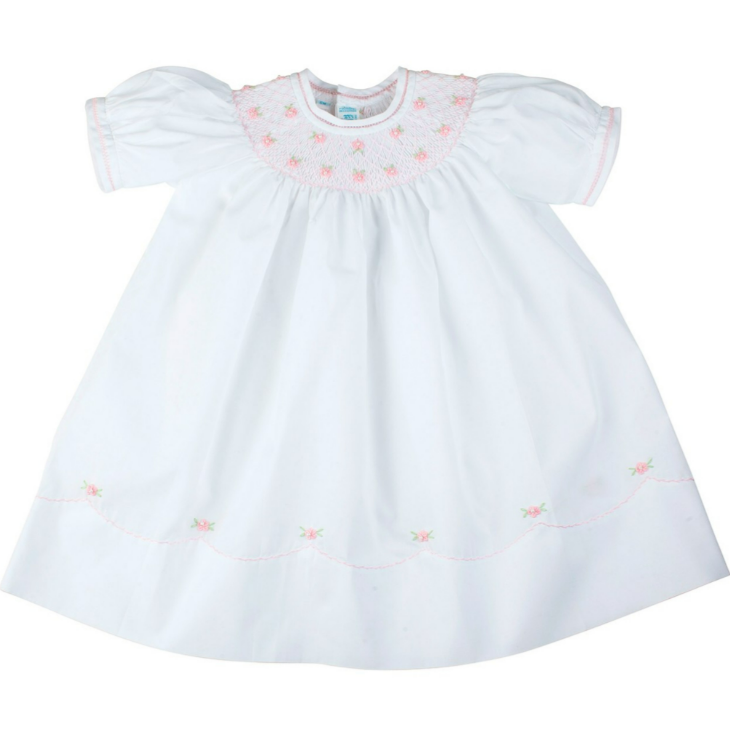 Feltman Brothers - Girls - Dress Pearl Flower Bishop White Pink - 3mo - Findlay Rowe Designs