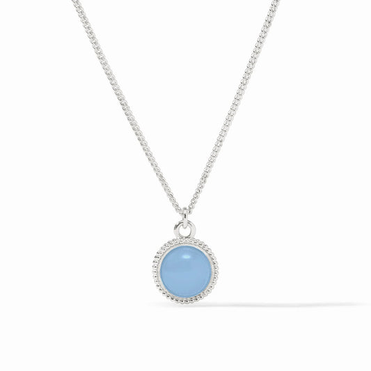 Julie Vos - Necklace - Fleur-de-Lis Solitaire - Chalcedony Blue - Silver