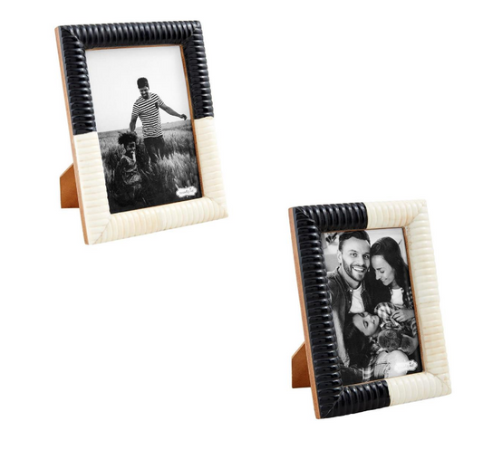 Mud Pie - Frame - Ribbed Bone Black & White 4x6/5x7 - Findlay Rowe Designs
