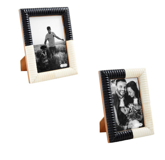 Mud Pie- Black & White Ribbed Bone Frames