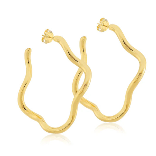 Sheila Fajl - Earrings - Wiggle Wiggle Hoops - Shiny Gold Plated