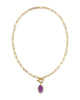 Kendra Scott - Necklace -   Elisa Gold Enamel Link and Chain - Gold Purple Mother Of Pearl - Findlay Rowe Designs