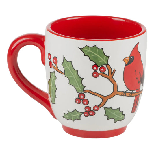 Glory Haus - Mug - Red Bird Cardinal with Holly