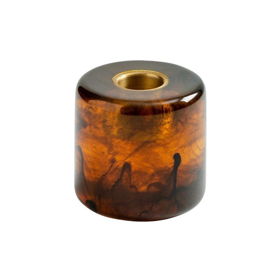 Caspari - Candleholder - Cylinder Resin - Tortoiseshell - Findlay Rowe Designs