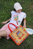 America and Beyond - Beaded Large Book Tote - Deep Sea Sardine