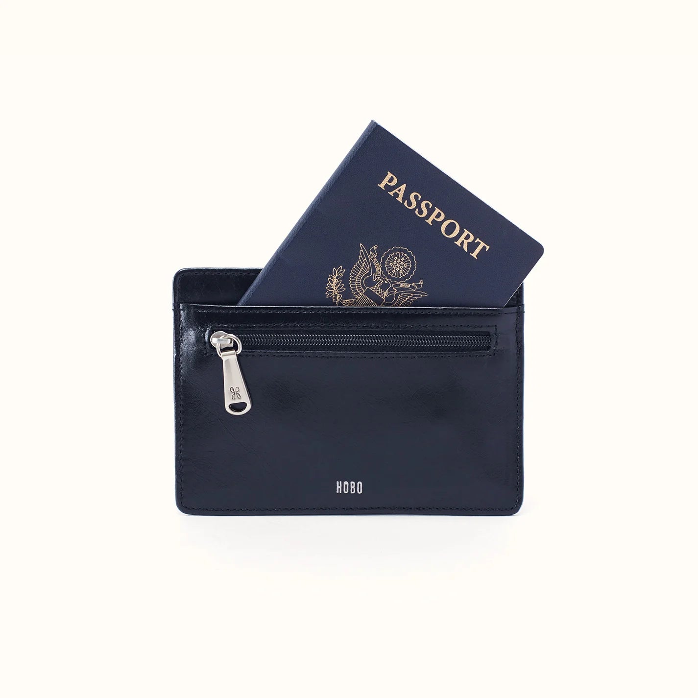 Hobo - Euro Slide Card Case - Polished Leather - Ink Navy