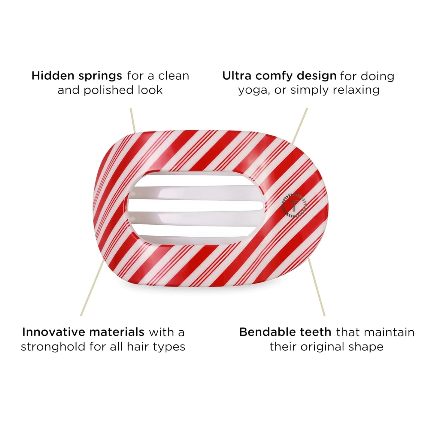 Teleties - Flat Round Clip - Candy Cane Crush - Large