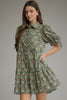 Entro - Dress - Mini 3/4 Tie Detail Sleeve - Ruffle Hem - Hunter Green - Findlay Rowe Designs