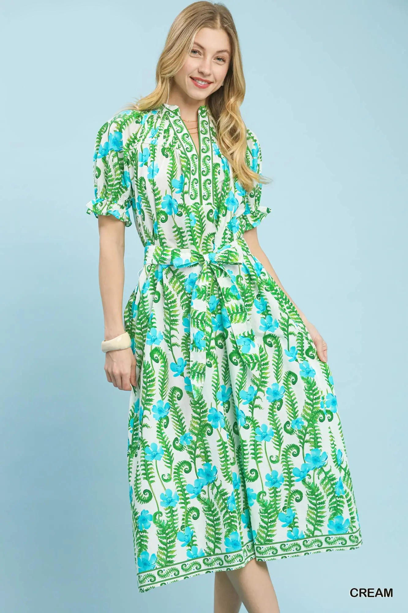 Umgee - Dress - Tropical Floral Midi - Cream - Findlay Rowe Designs