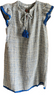 Blue Tweed Dress with crochet trim