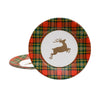 Caspari - Dinner Plates -  Reindeer Tartan Red