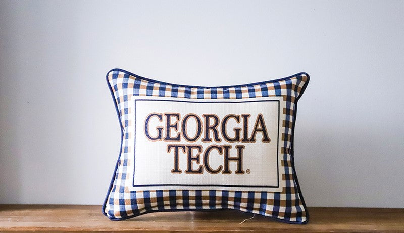 Little Birdie - Pillow - Triple Collegiate Gingham - Georgia Tech - Findlay Rowe Designs