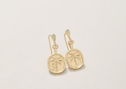 Spartina - Earrings - Gold Palm Tree Medallion - Findlay Rowe Designs