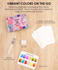 Grabie - Watercolor Pocket Set Of 12 With Brush - Floral Colors