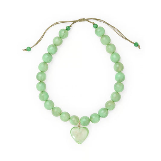 Ink & Alloy - Necklace - Large Emery Heart Charm - Mint