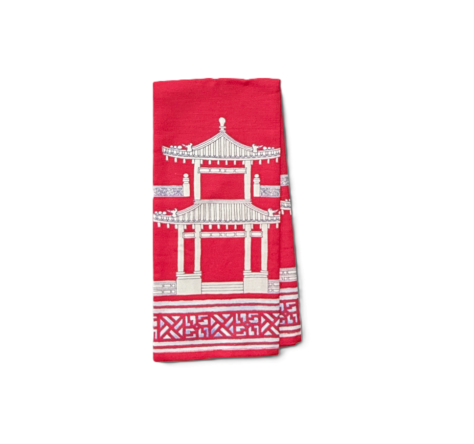 Ramsay Gourd Home - Tea Towel - Pagoda - Crimson