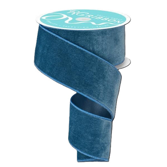 A&B Floral - Ribbon - 2.5in Velvet - Smoke Blue
