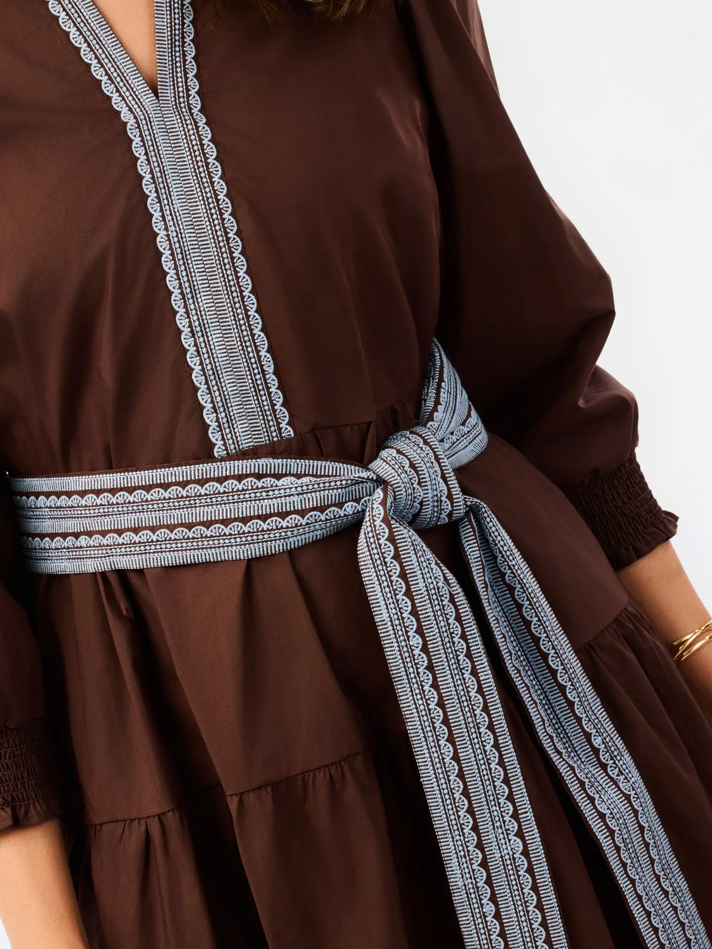 Mary Square - Dress - Eleanor Aven Vines Embroidered - Espresso - Findlay Rowe Designs