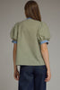 Entro - Top - V-Neck Puff Contrast Binding - Olive - Findlay Rowe Designs