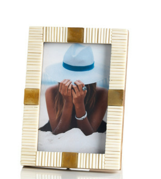 Zodax - Frame - 4X6 MAHA BONE W BRASS TRIM