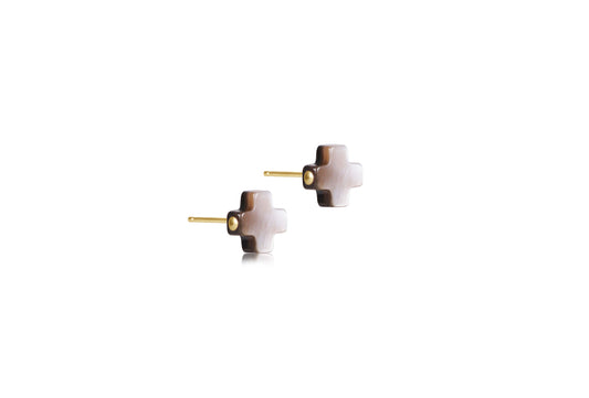 Enewton - Signature Cross Stud - Mother Of Pearl - Black Tahitian - Findlay Rowe Designs