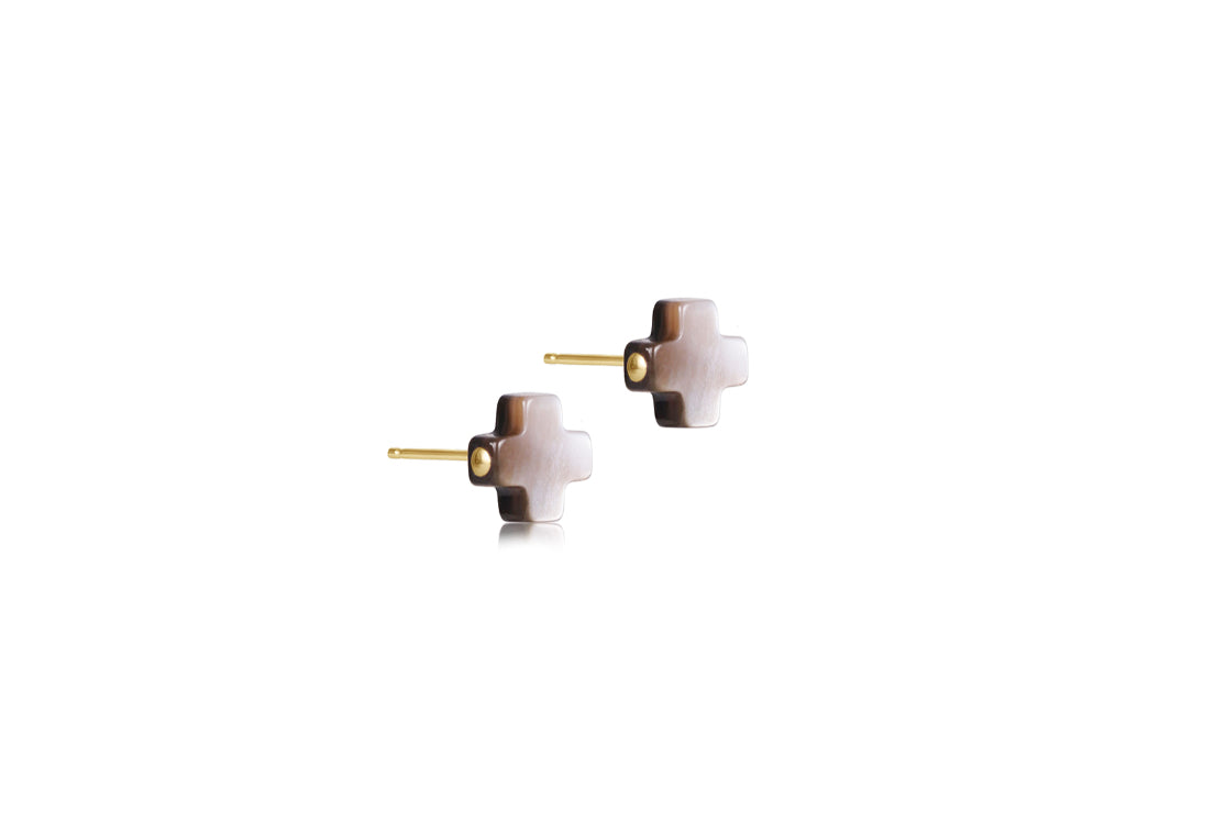 Enewton - Signature Cross Stud - Mother Of Pearl - Black Tahitian - Findlay Rowe Designs