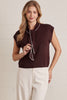 Entro - Top - Sleeveless Sweater - Self Tie Scarf - Brown - Findlay Rowe Designs