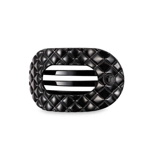 Teleties - Flat Round Hair Clip - Jet Black Quilted - Medium - Findlay Rowe Designs