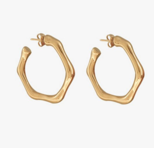 CXC- Gold Plated Wavy Hoops
