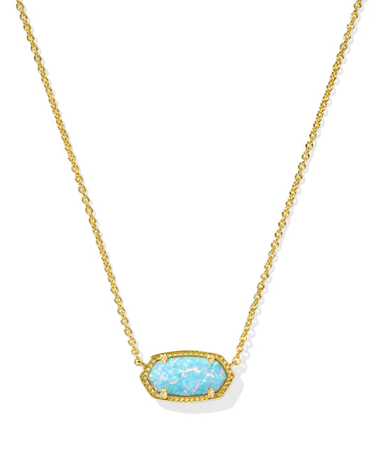 Kendra Scott - Necklace - Elisa Gold Short Pendant Necklace -  Light Teal Kyocera Opal - Findlay Rowe Designs