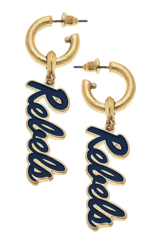 Earrings - Ole Miss Rebels Enamel Drop Hoop - Findlay Rowe Designs