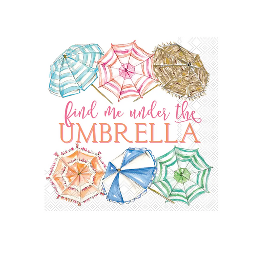 Rosanne Beck - Cocktail Napkins - Coral Umbrella - Findlay Rowe Designs
