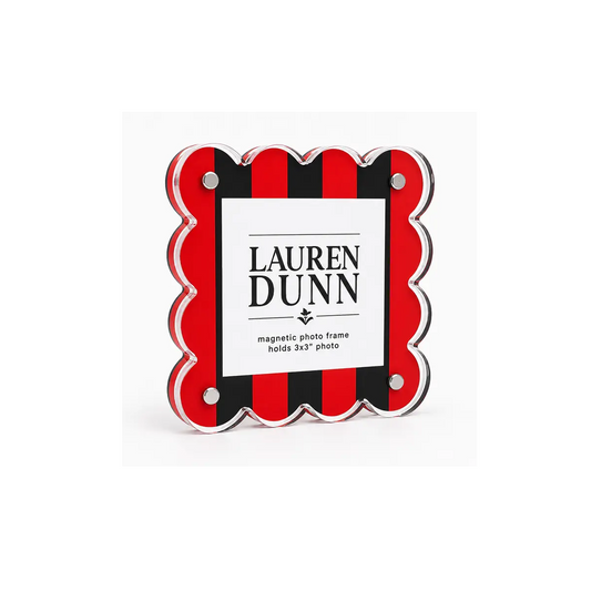 Lauren Dunn - 5x5 Frame - Gameday Striped Acrylic – Scalloped Red Black
