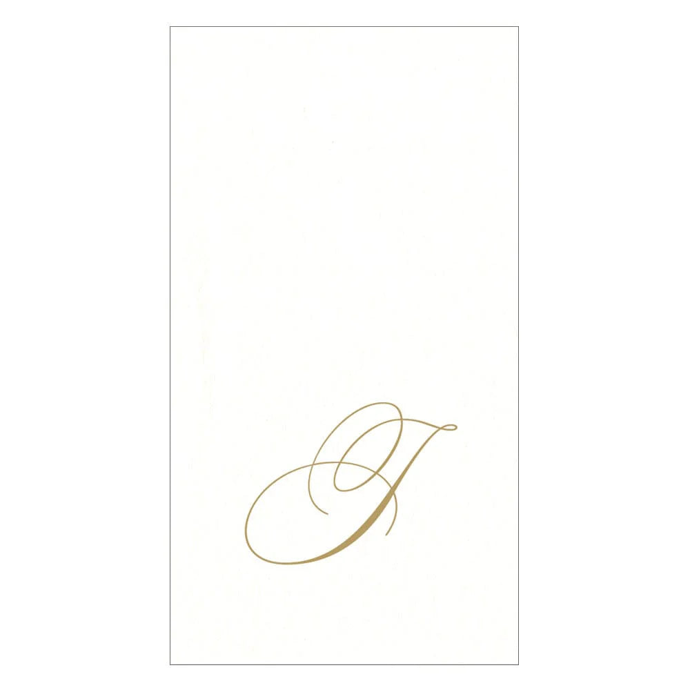 Caspari - Guest Towel Napkin - White Pearl-Paper Linen Napkin - Monogram - Findlay Rowe Designs