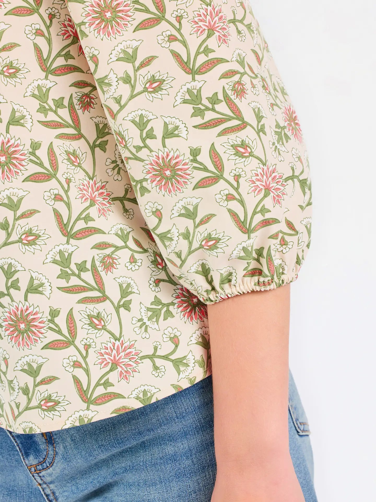 Mary Square - Top -  Riley Thistle Vines - Sand - Findlay Rowe Designs