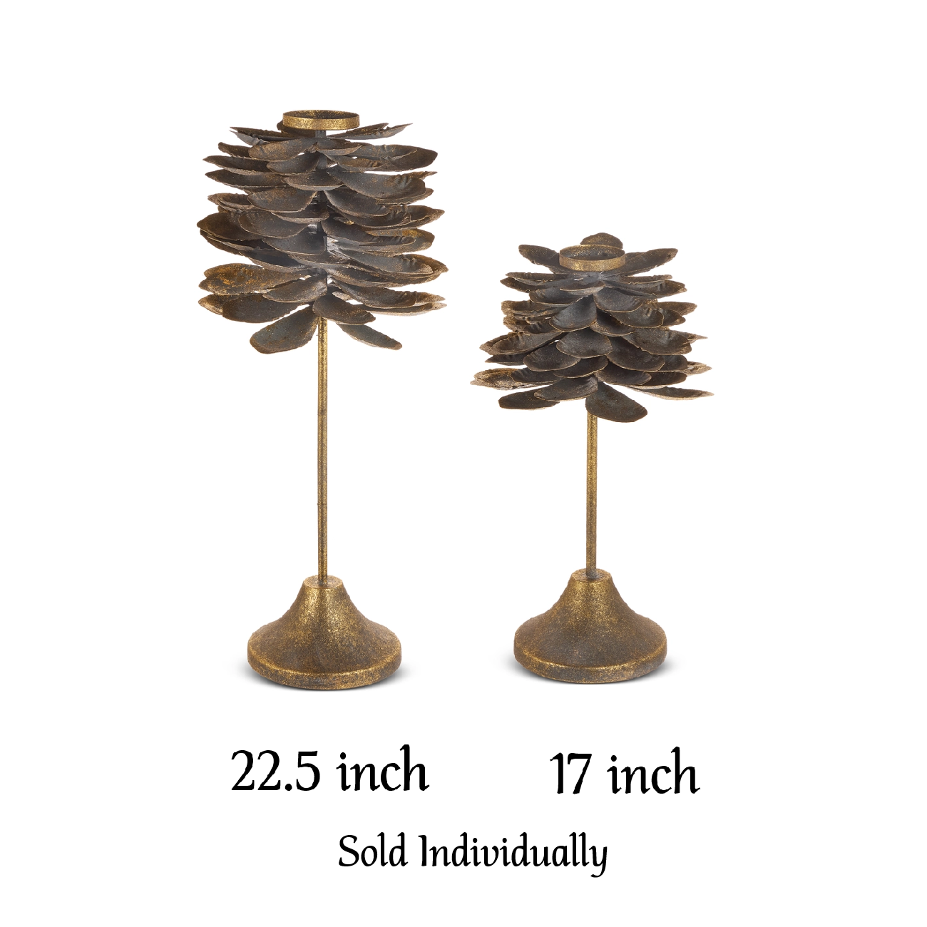 Candle Holder - Taper - Iron Pinecone - Antique Gold - Findlay Rowe Designs