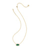 Kendra Scott - Necklace - Elisa Bezel Short Pendant - Gold Dark Green Tigers Eye