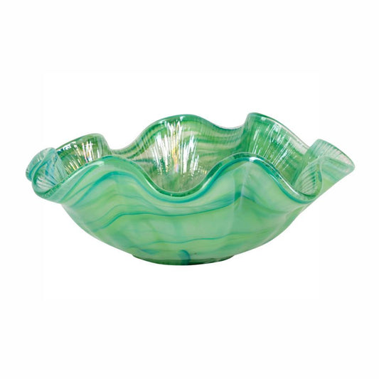 Vietri - Onda Glass - Ruffled Round Bowl - Green