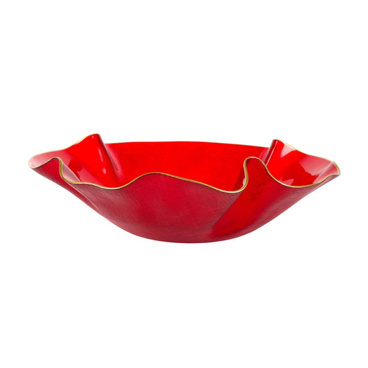 Vietri - Holiday Glass - Medium Ruffled Bowl - Red