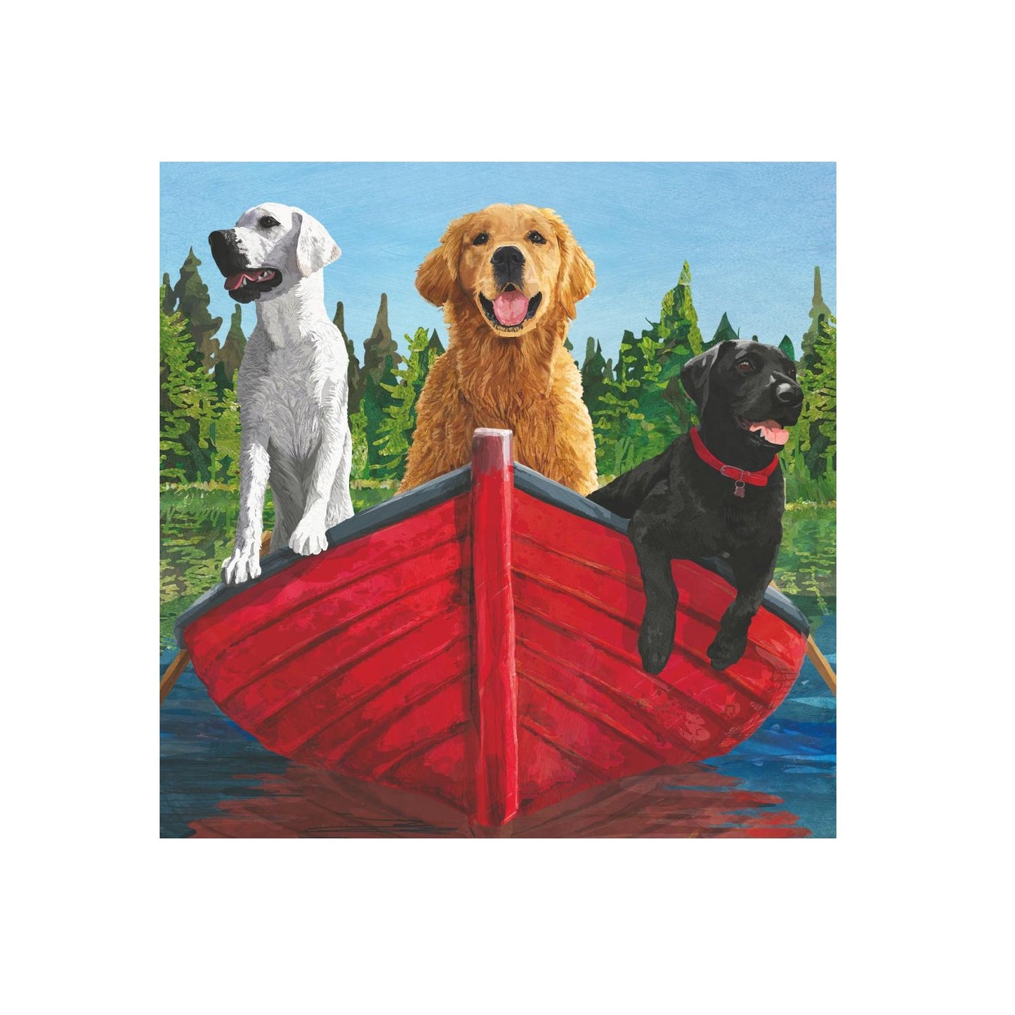 Cocktail Napkin - Gone Fishin' - Dogs in Boat