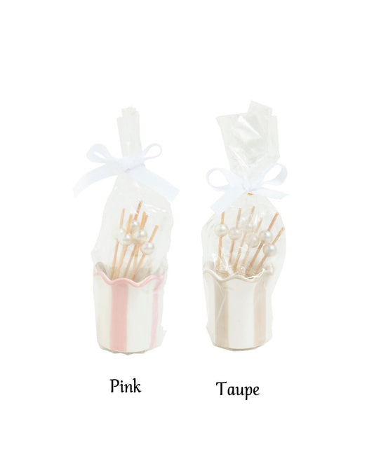 Mud Pie - Toothpick Holder - Striped Print - Findlay Rowe Designs