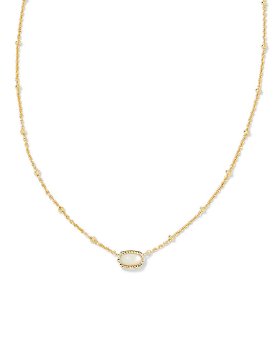 Kendra Scott -Mini Elisa Gold Satellite Short Pendant Necklace in Ivory Mother-of-Pearl