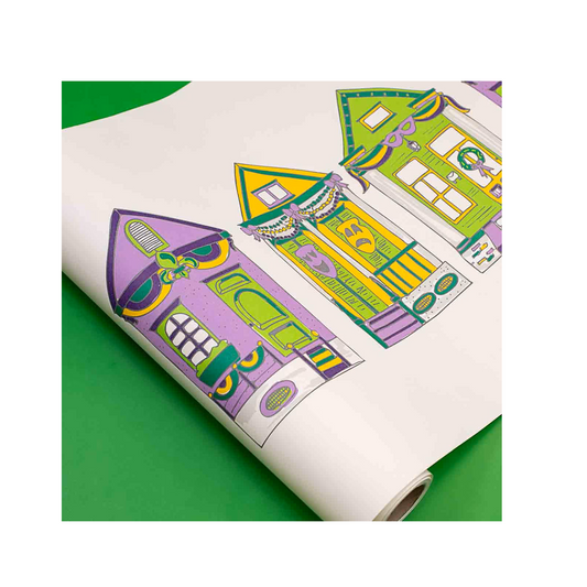 Royal Standard - Paper Table Runner - Mardi Gras Parade Houses - Findlay Rowe Designs
