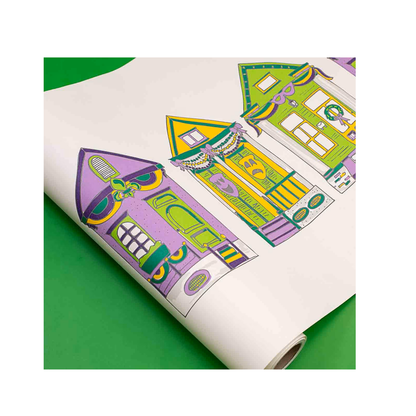 Royal Standard - Paper Table Runner - Mardi Gras Parade Houses - Findlay Rowe Designs