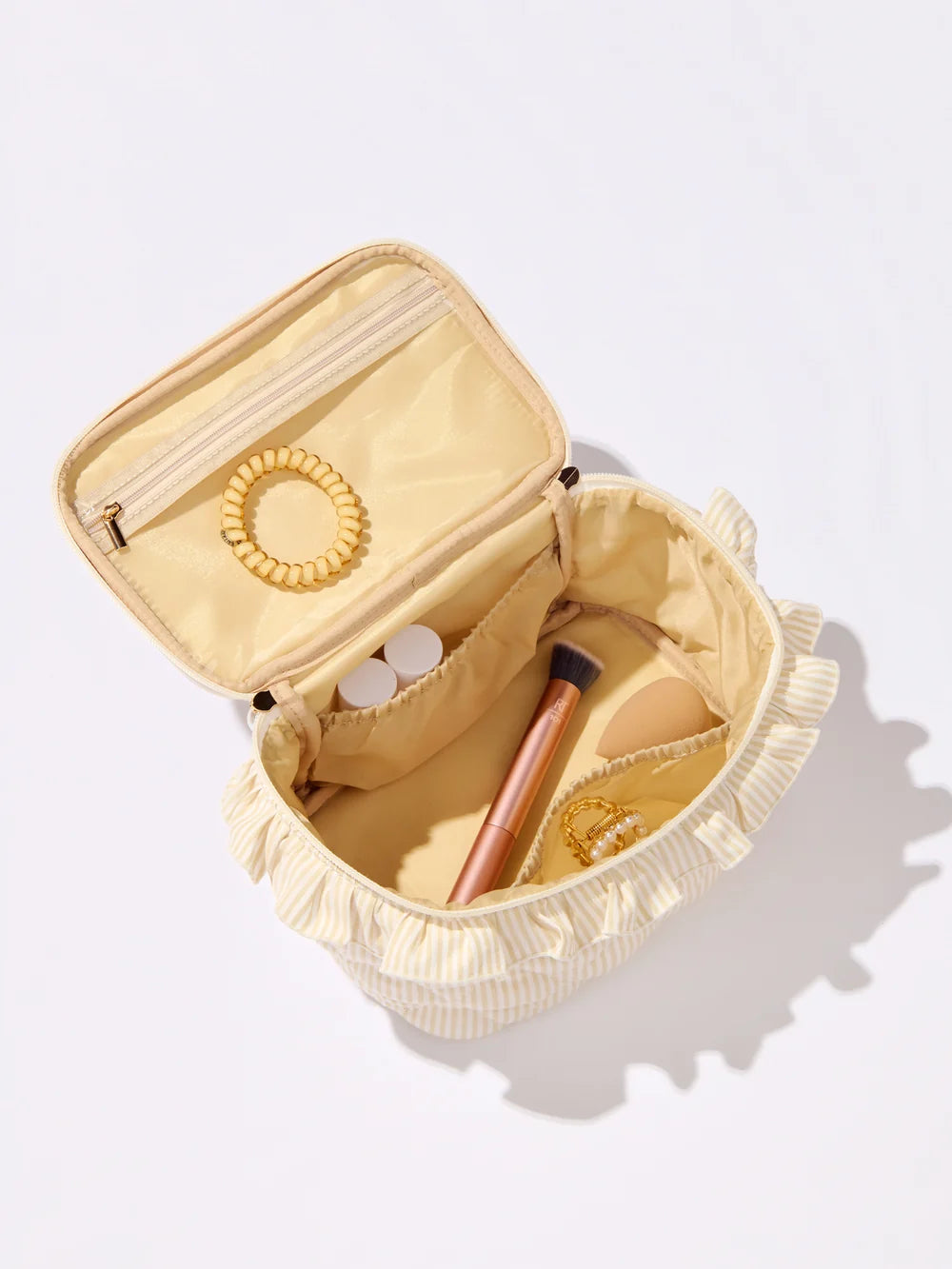 Shiraleah - Ruffle Cosmetic Case - Beige